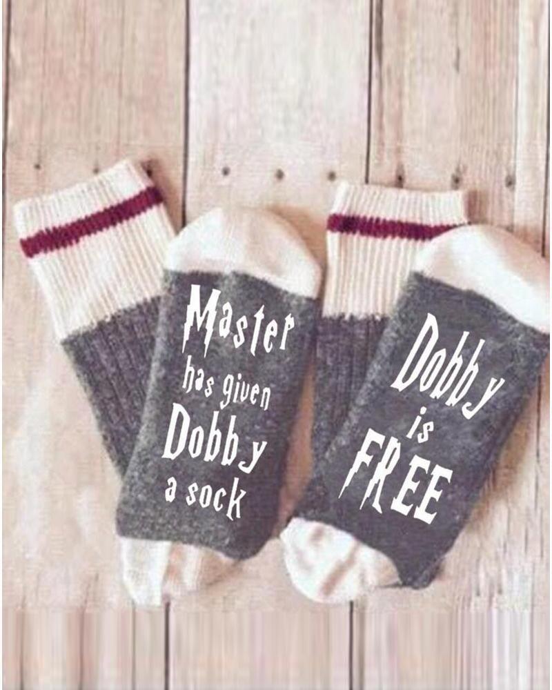 

1Pair Christmas Letter Print Socks, Light gray