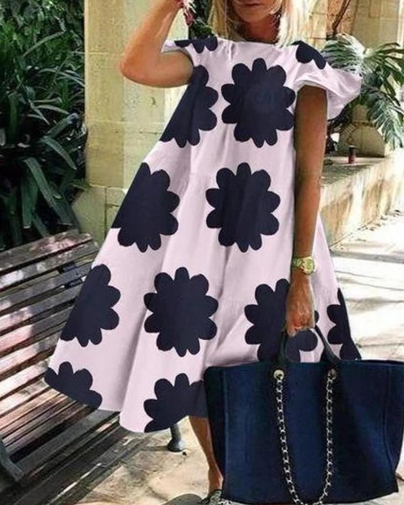 

Floral Print Short Sleeve Casual Dress, Style5