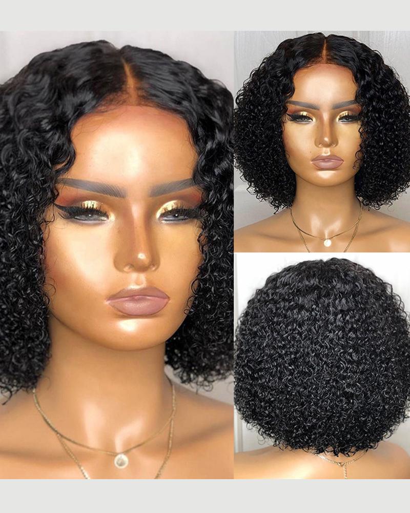 

Short Middle Part Curly Synthetic Hair Wig, Black