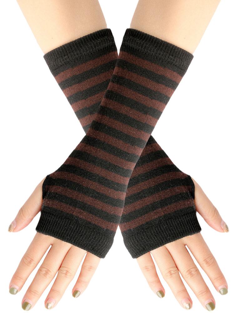 

1Pair Striped Knit Fingerless Gloves, Style3