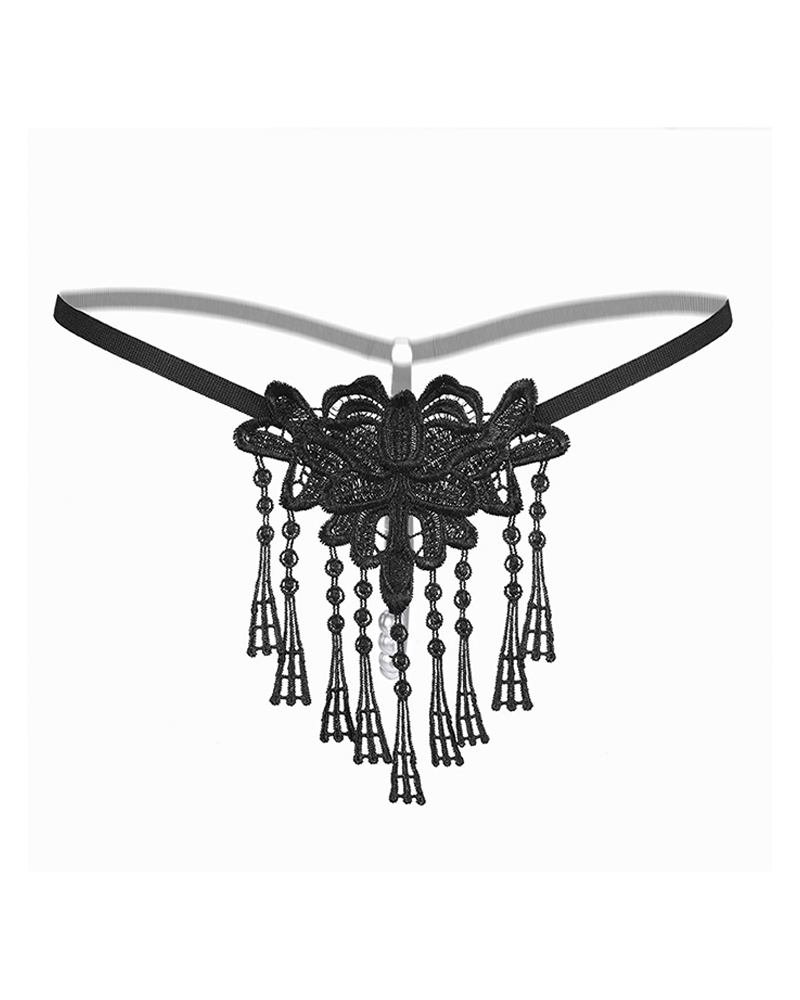 

Lace Mesh Beaded Thong, Style4