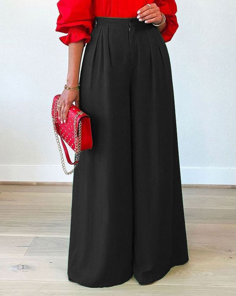 

High Waist Wide Leg Pants, Black