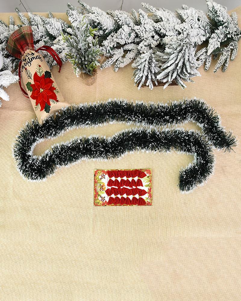 

Christmas Garland Snow Flocked Artificial Wreath With Bowknot Xmas Ornament For Stairs Fireplaces Wall Door, Red