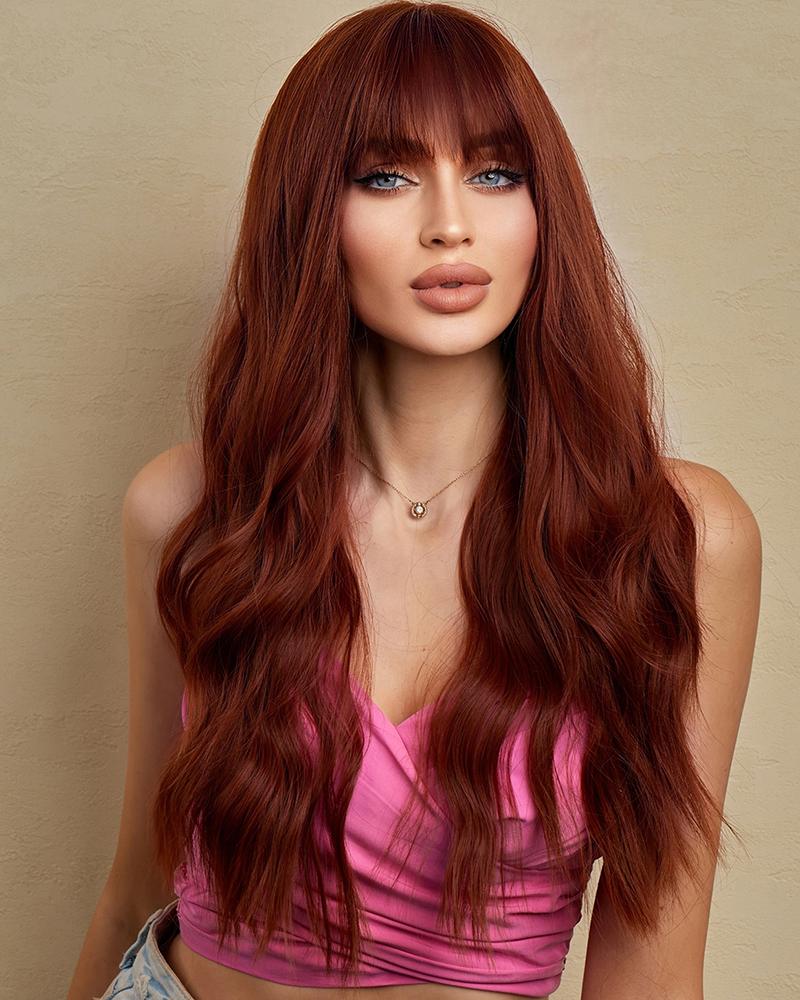 

Long Wavy Heat Resistant Synthetic Hair Wig With Bangs, Style1