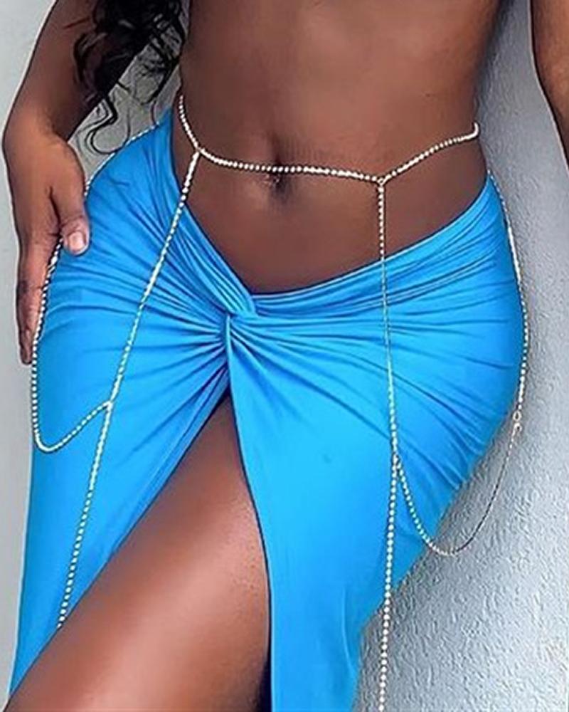 

Rhinestone Tassel Waist Chain, Silver