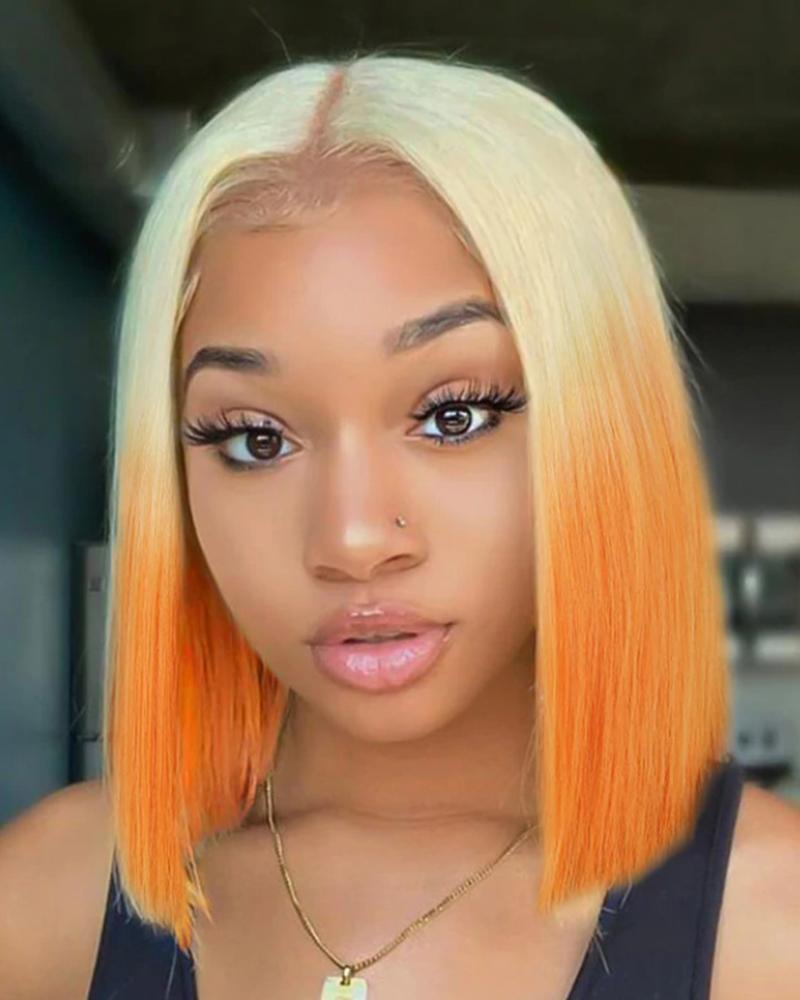 

Ombre Bob Straight Middle Part Synthetic Hair Wig, Orange