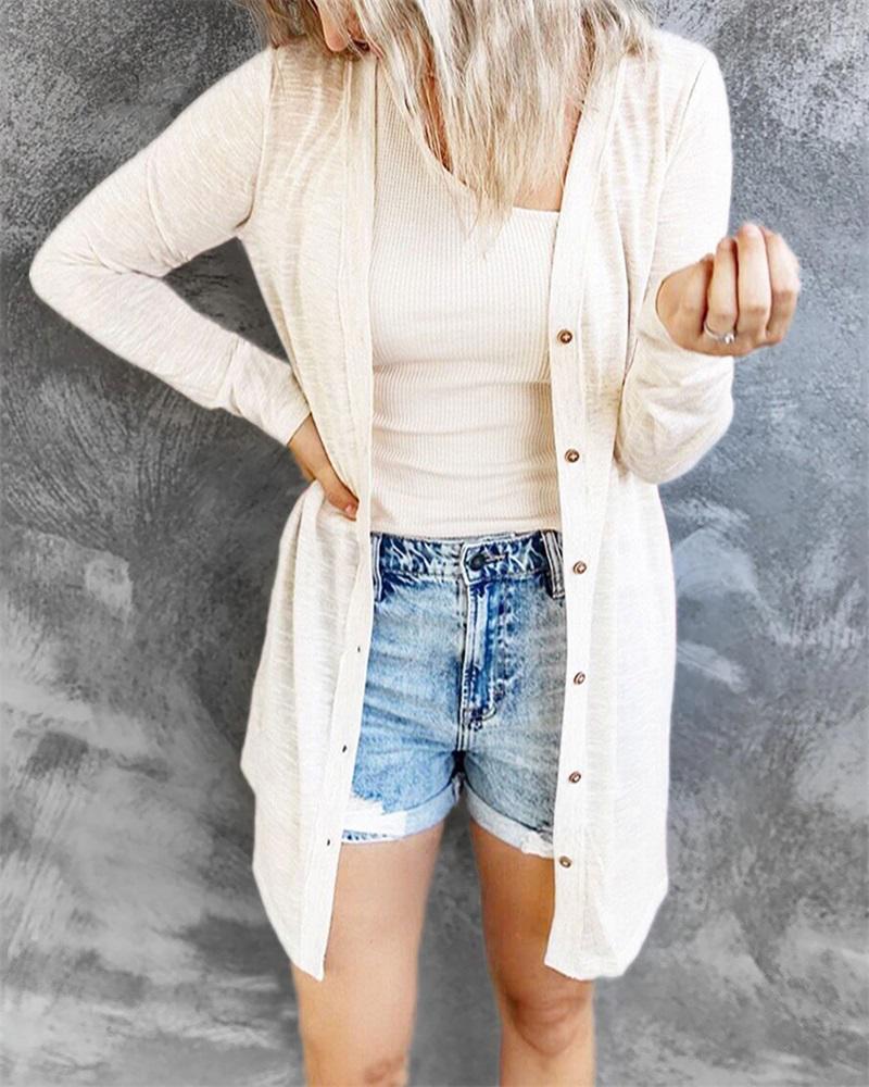

Open Front Buttoned Longline Coat, White