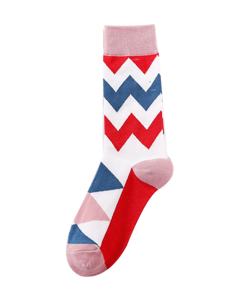 

1Pair Graphic Print Colorblock Crew Socks, Style4