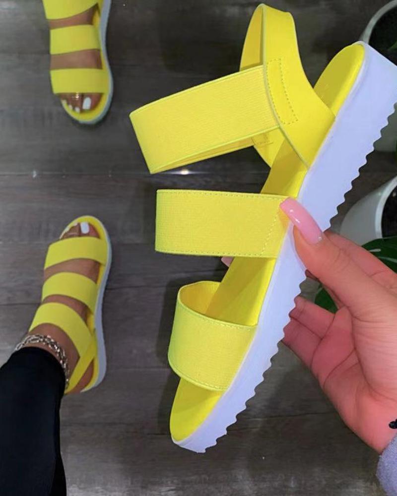 

Open Toe Bandage Slingback Platform Sandals, Yellow