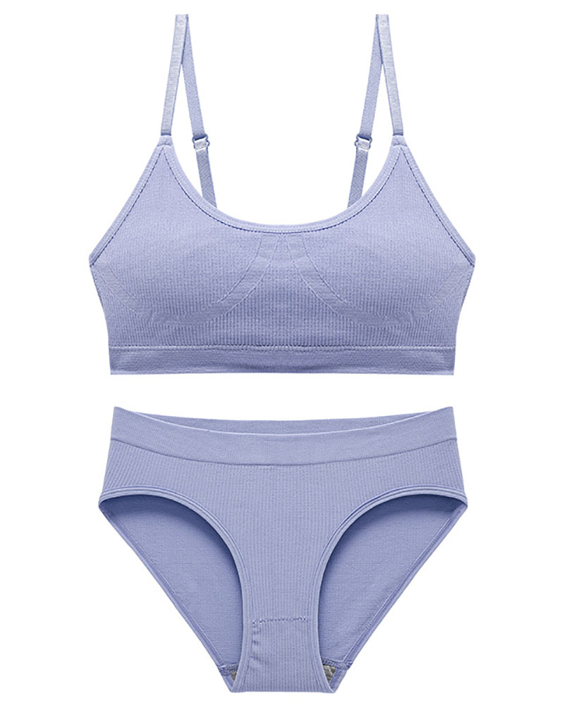 

Seamless Sleeveless U Neck Bra Set, Blue