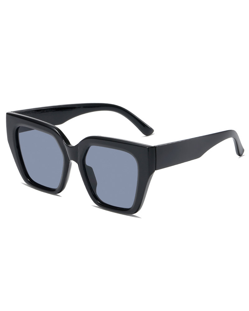 

Square Frame Contrast Paneled Sunglasses, Black