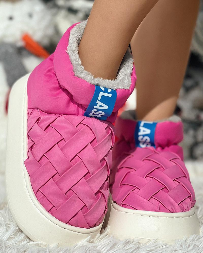 

Braided Lined Puffer Boots, Hot pink