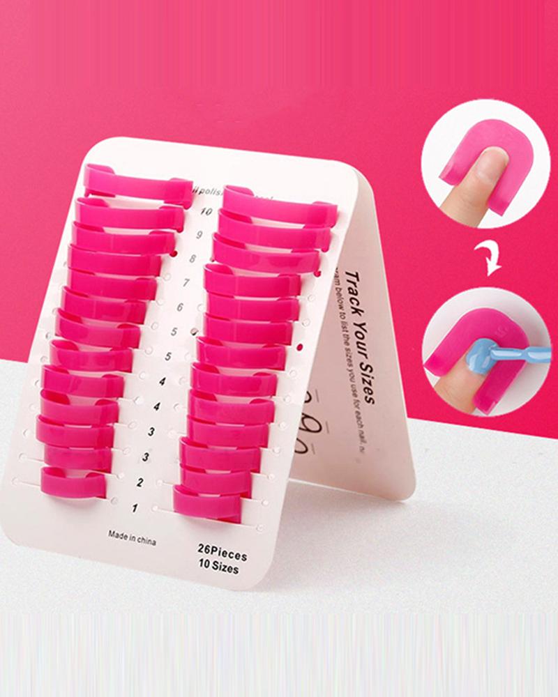 

26pcs U Shape Plastic Reusable Nail Polish Protector Clip Set, Pink