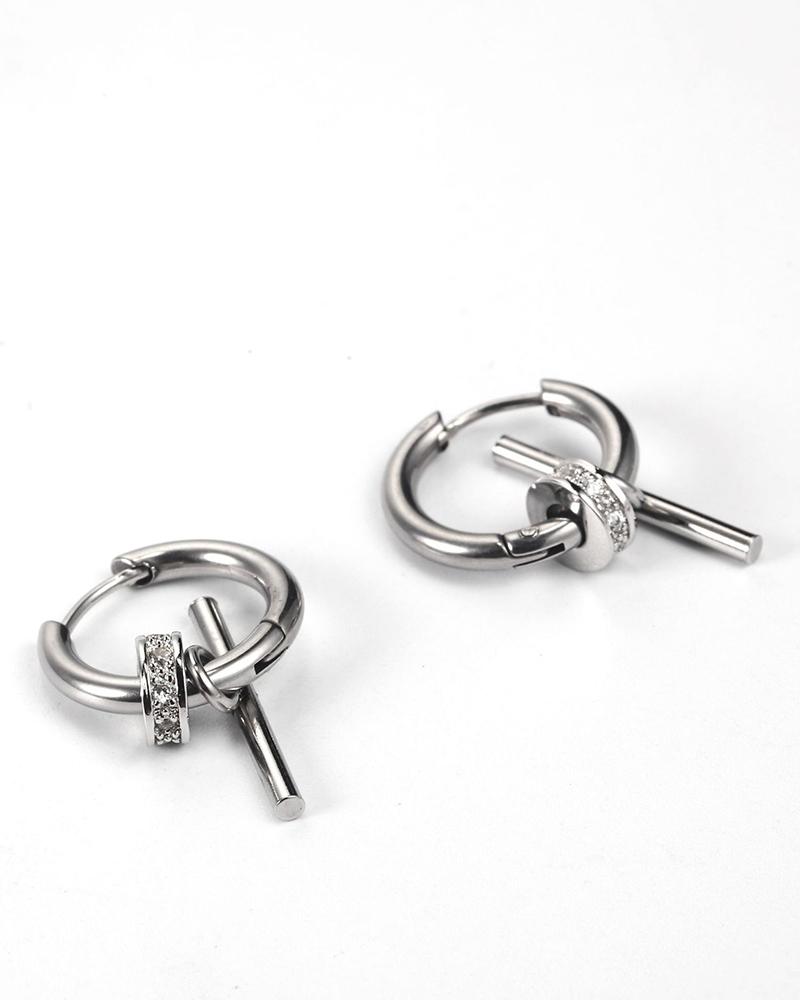 

Solid Metallic Ring Hip-hop Earrings, Silver