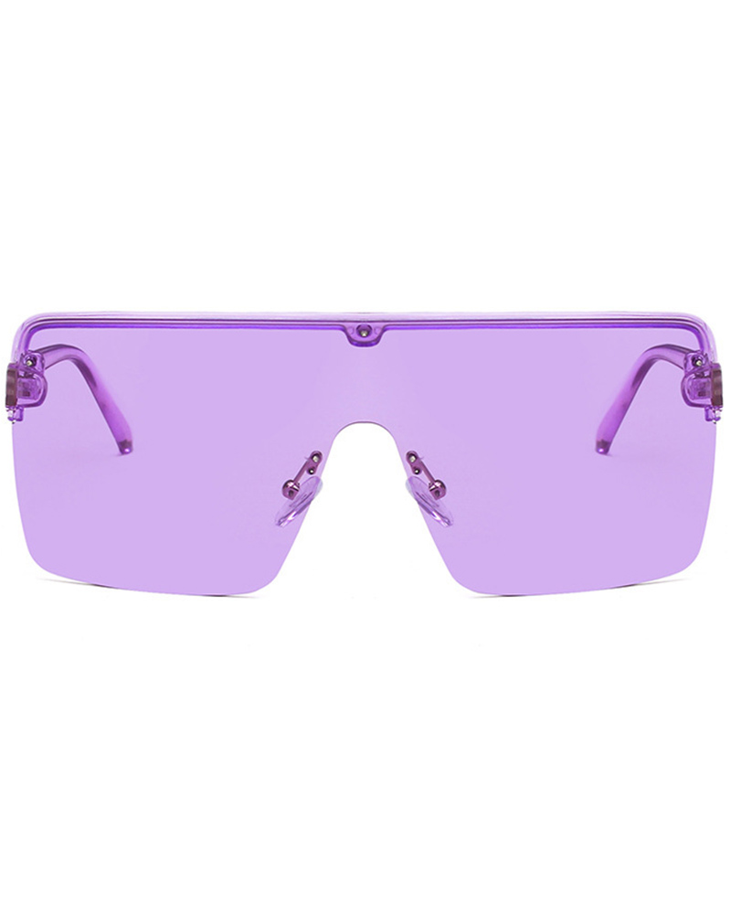 

1Pair Flat Top Square Frame Sunglasses, Purple