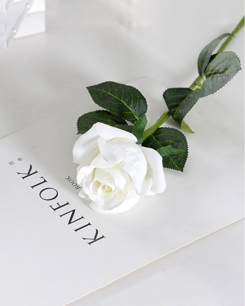

1pcs Rose Artificial Flower Single Stem Fake Floral Bouquet Realistic Blossom Flora, White