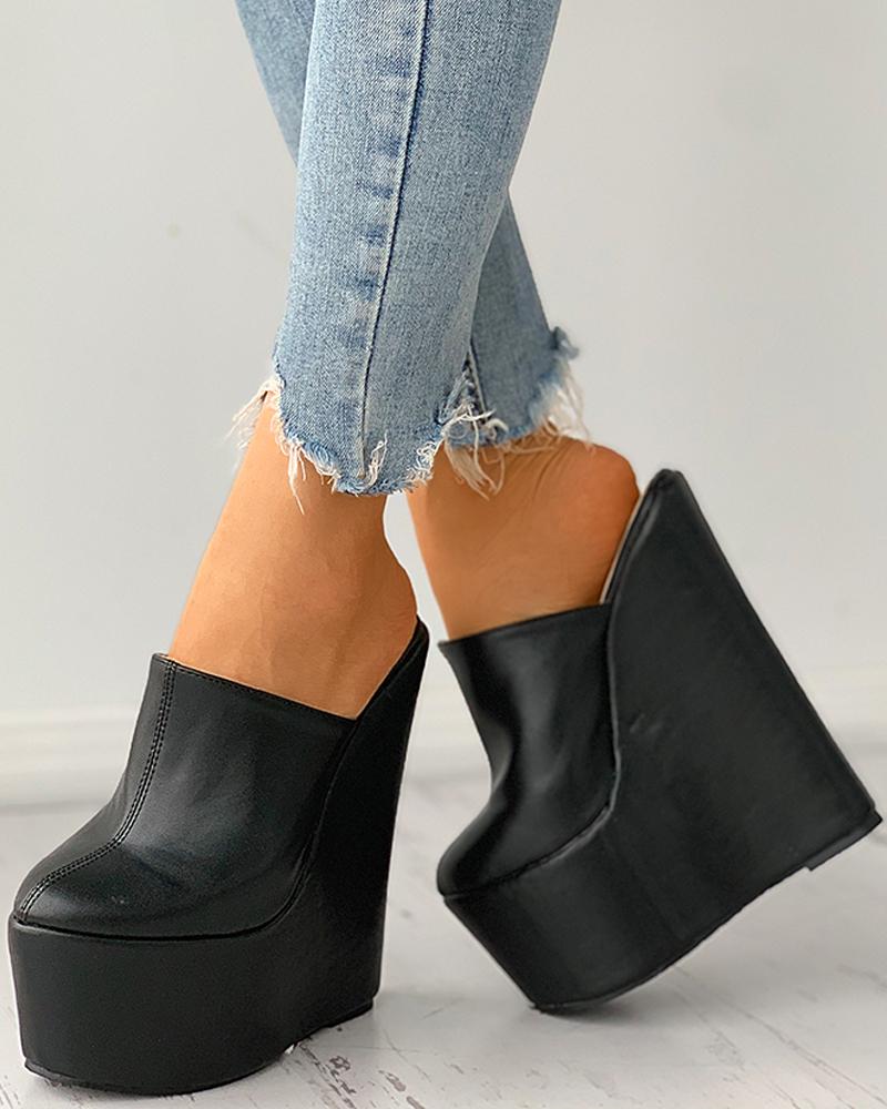 

Pointed Toe Platform Wedges Shoes, Black