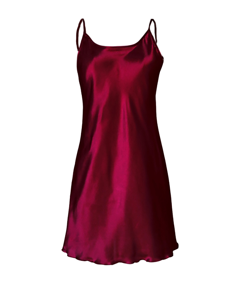 

Plain Spaghetti Strap Nightgowns, Wine red