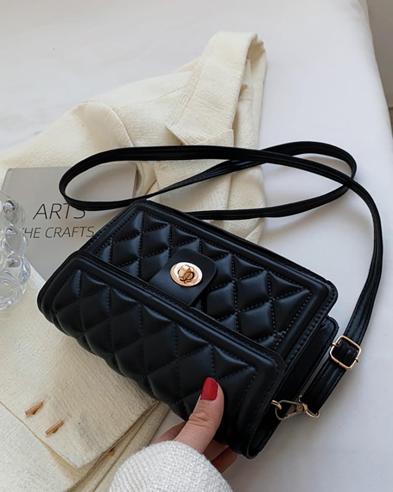 

Quilted Square Shoulder Bag, Black