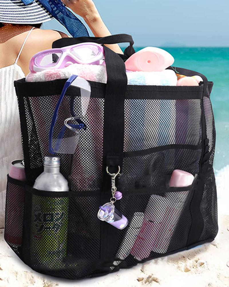 Hollow Out Multi-pockets Accessories Organizer Large Capacity Cosmetic Makeup Travel Toiletry Beach Bag