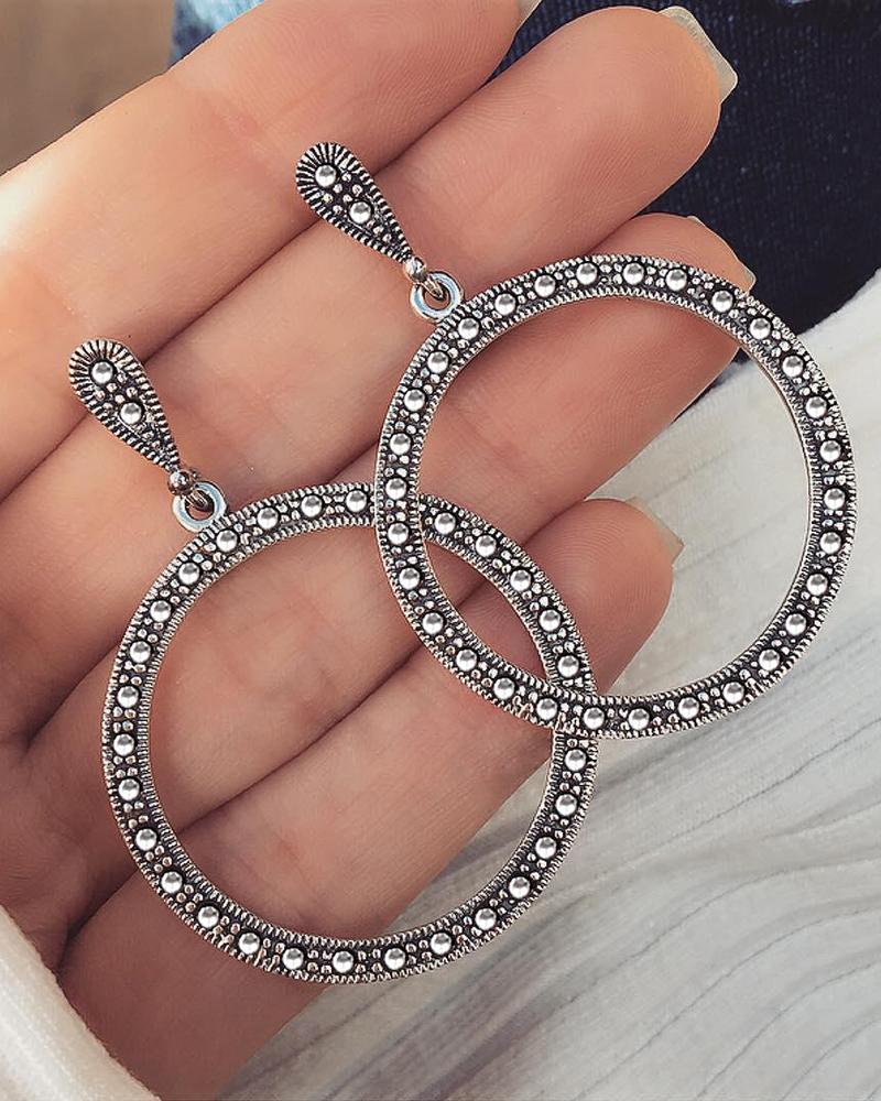 Waterfrop Rhinestone Decor Hoop Drop Earrings