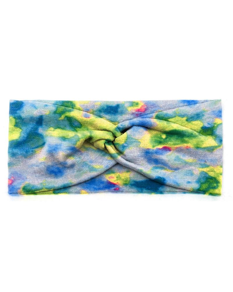 

1pc Tie Dye Print Twisted Yoga Sports Wide Headband, Green