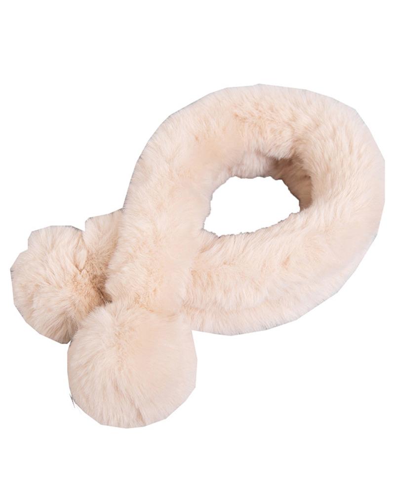 

1pc Warm Soft Fuzzy Wrap Around Loophole Scarf, Beige