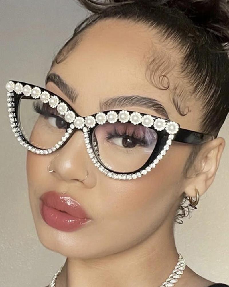

1Pair Rhinestone Cat Eye Frame Eye Glasses Sunglasses, Style2