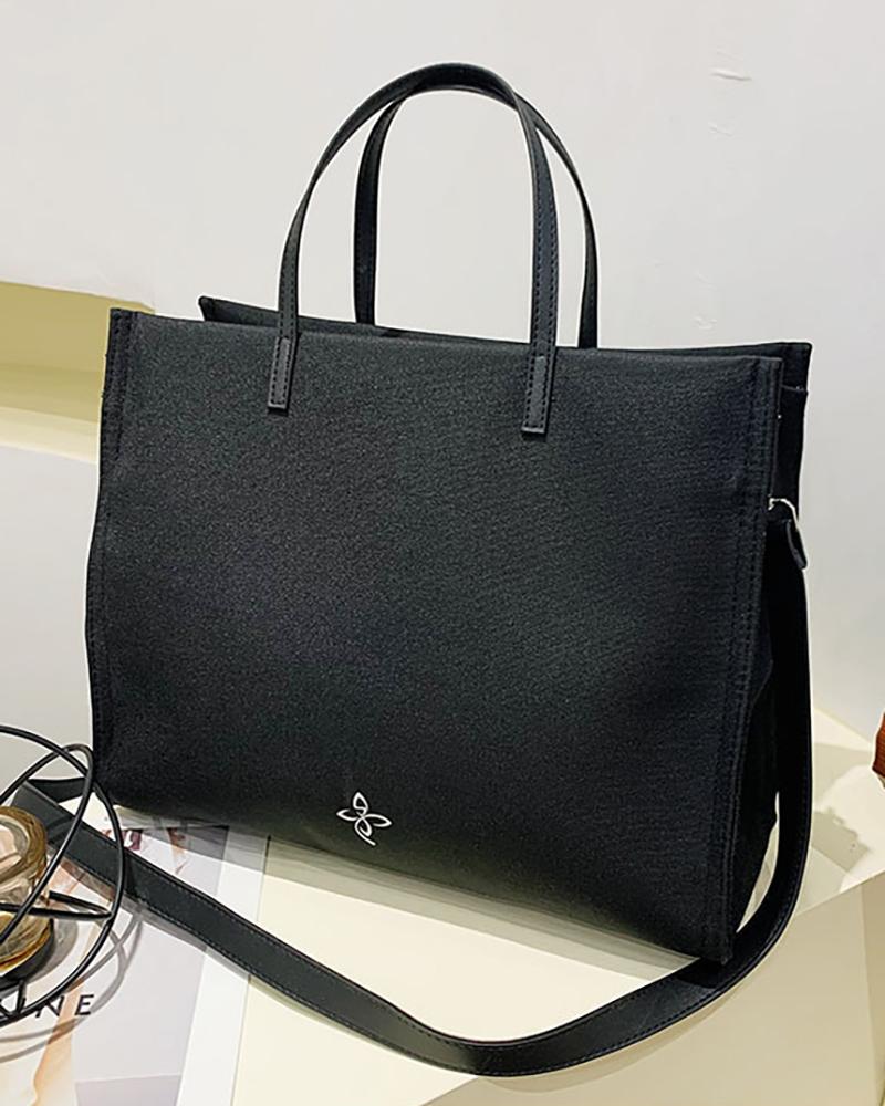 

Floral Print Canvas Tote Bag, Black