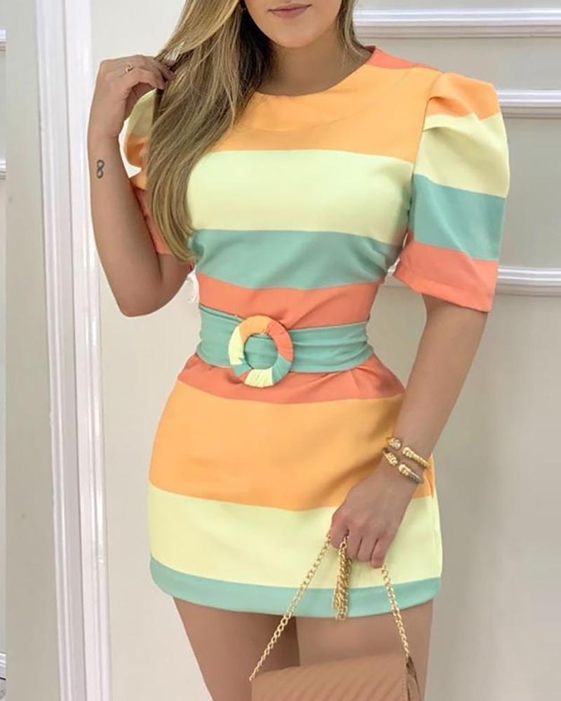 

Half Sleeve Colorblock Bodycon Dress, Multicolor