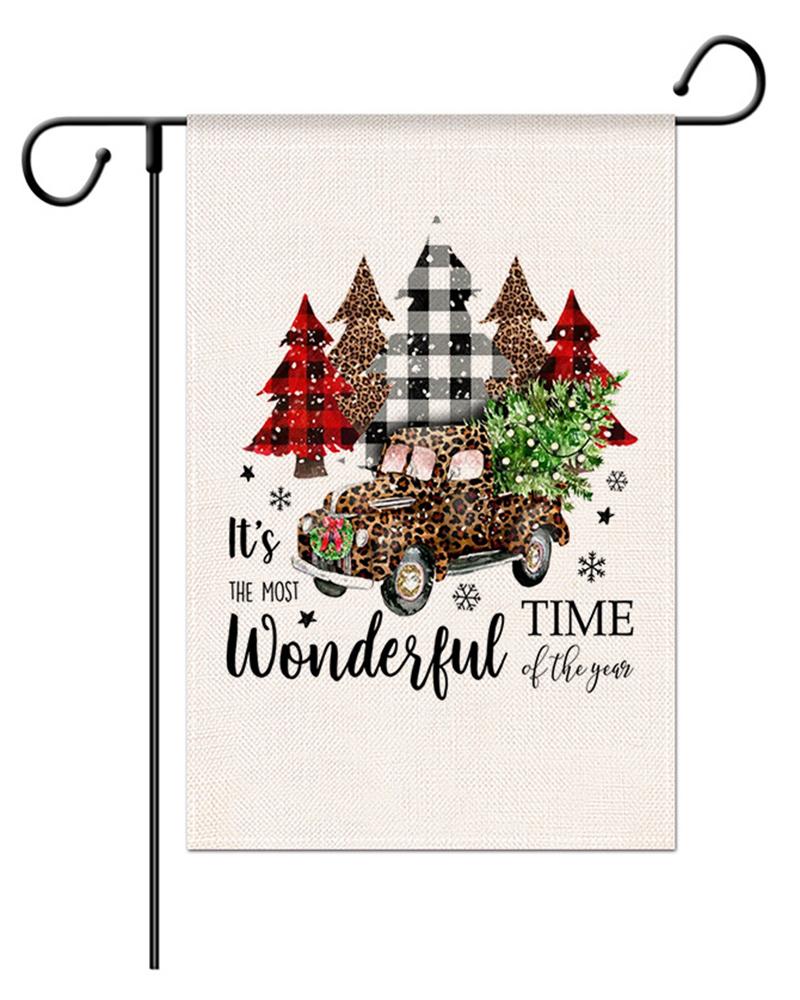 

1pc Christmas Graphic Letter Print Garden Outdoor Welcome Party Flag Decoration, Style2