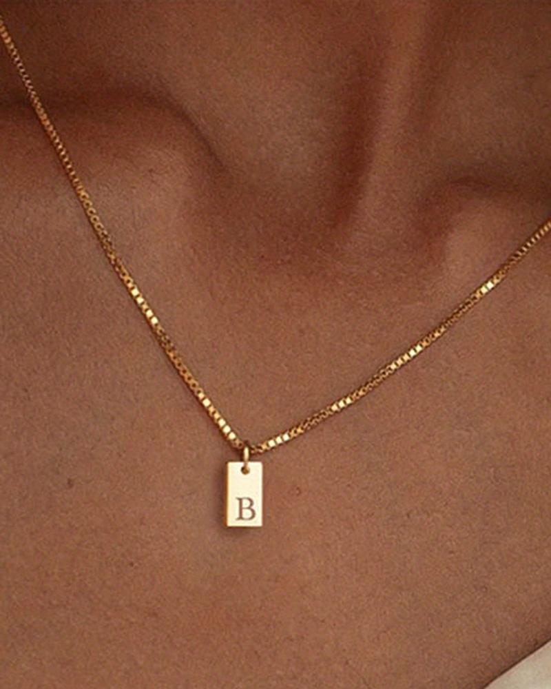 

1pc Alphabet Letter Engraved Pendent Necklace, Style2