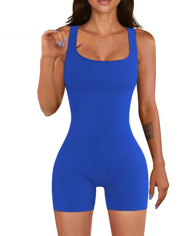 

Shapewear skinny sans manches avec coussinets de soutien-gorge amovibles, Blue