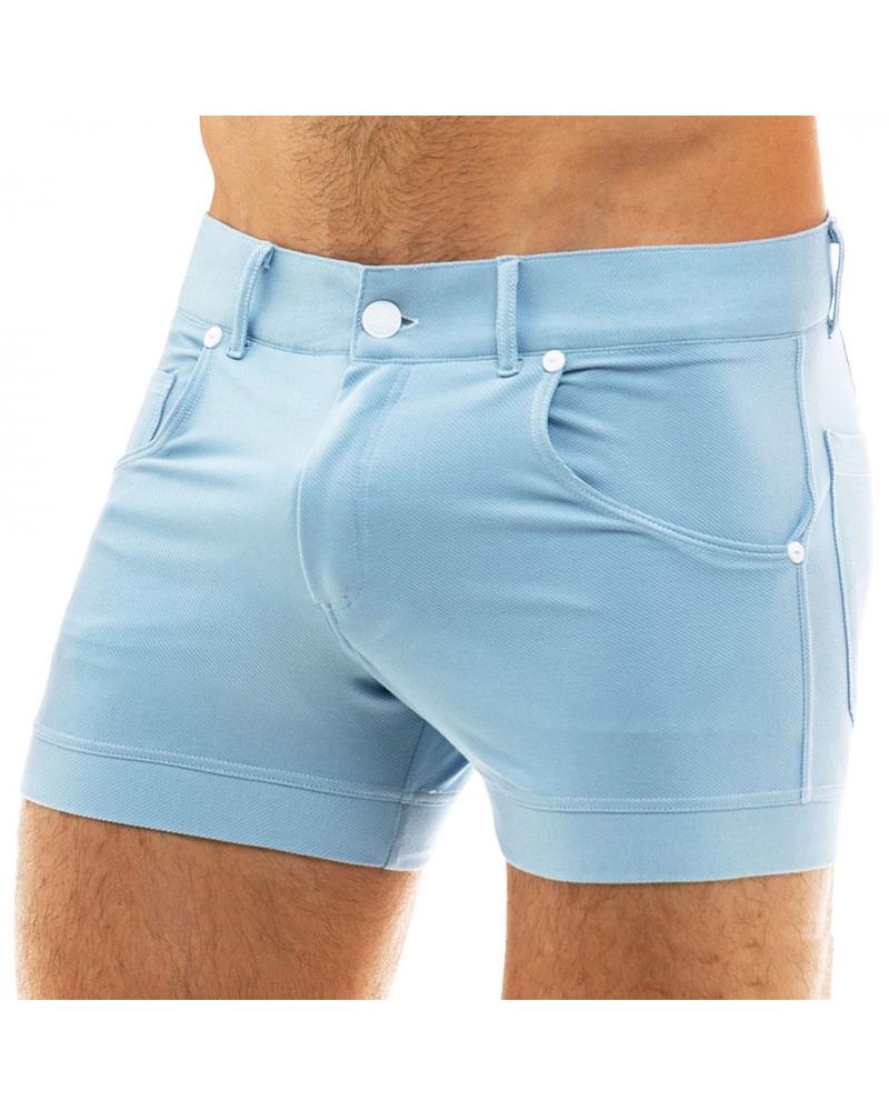 

Solid Color Skinny Short Pants, Blue