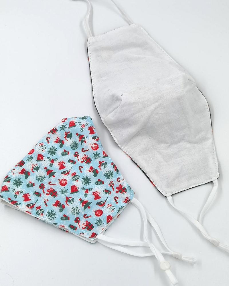 

Christmas Print Breathable Face Mask, Blue