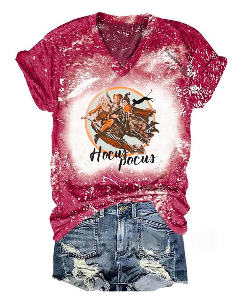 

Halloween Figure Letter Print Casual T-shirt, Red