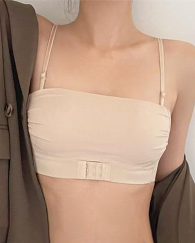 

Hook Front Full Coverage Removable Strap Bra, Nude