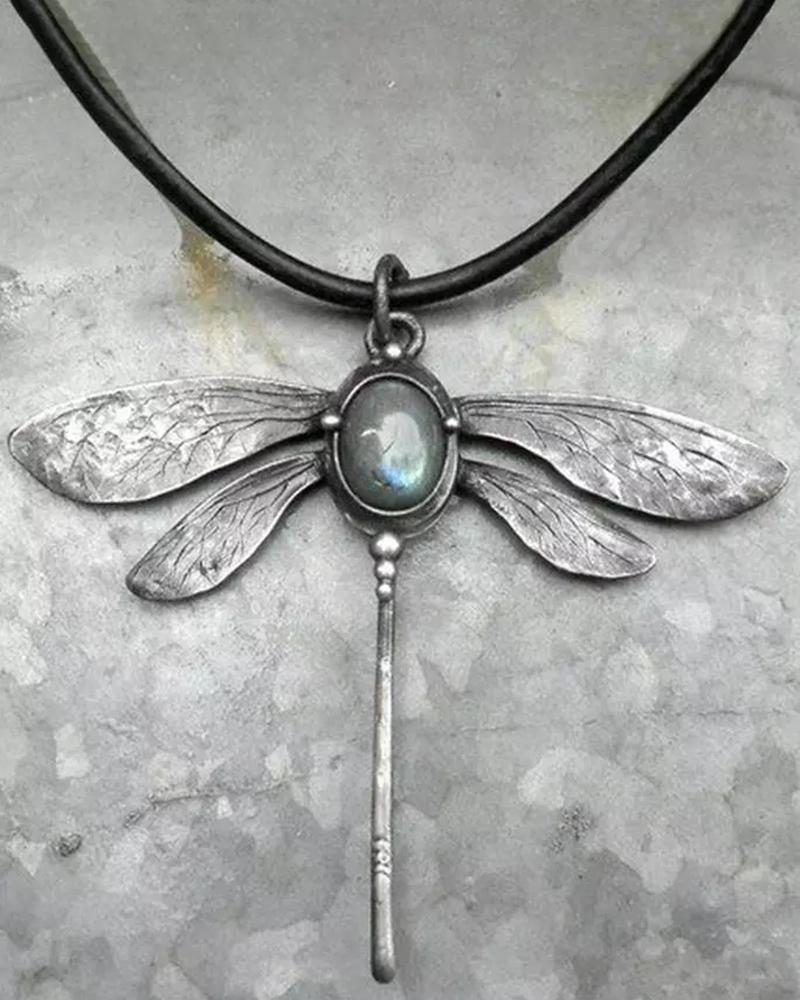 

Vintage Dragonfly Pendant Necklace, Silver