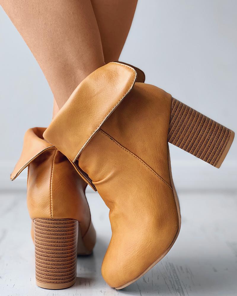 

Pointed Toe Chunky Ankle Boots, Yellow