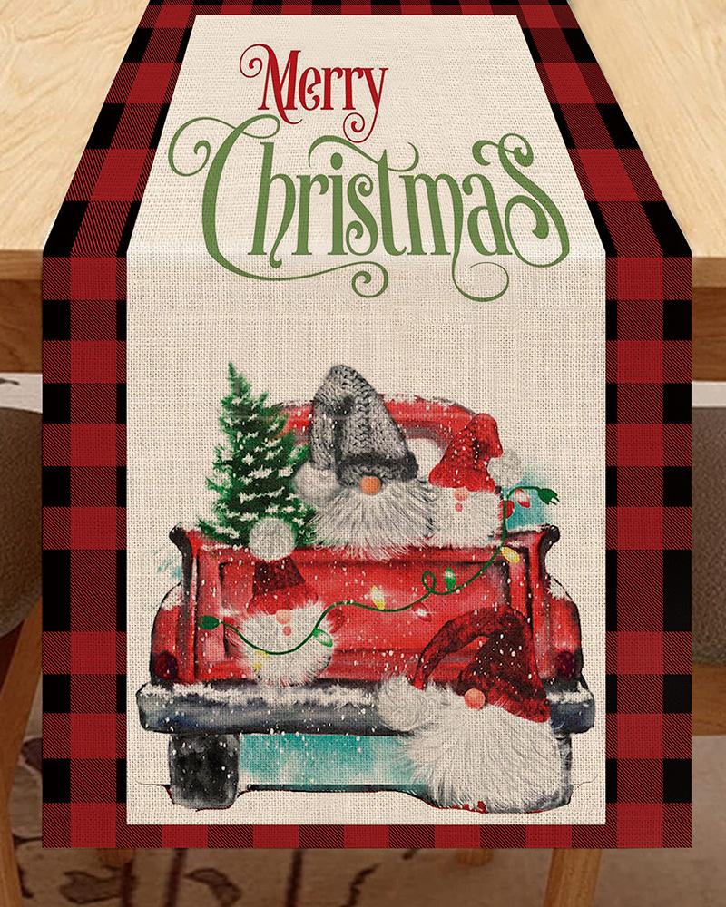 

Christmas Table Runner Linen Winter Holiday Xmas Theme Tablecloth, Style2