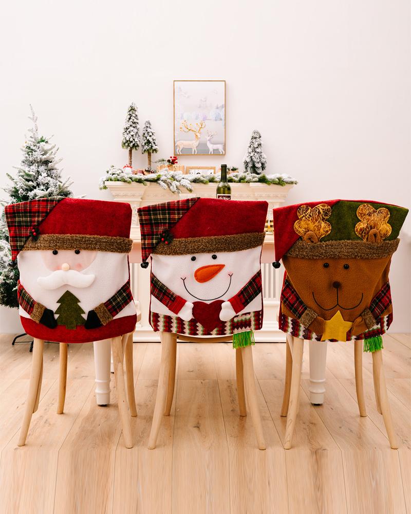 

1pc Christmas Dining Chair Cover Dinner Chair Slipcover Christmas Chair Seat Back Cover Protector Holidays Home Party Decoration, Style2
