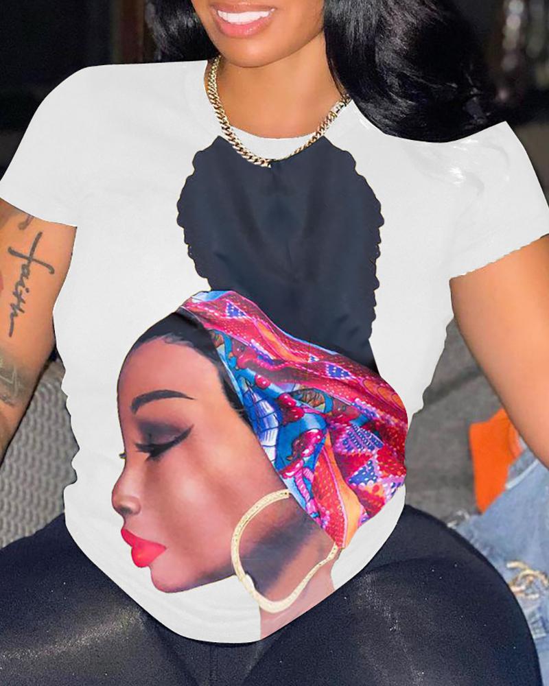 

Figure Print Short Sleeve T-shirt, White