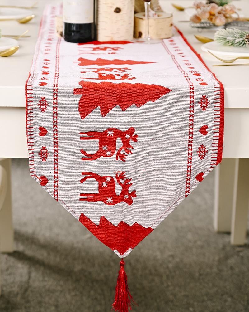 

1pc Christmas Table Runner Seasonal Winter Holiday Kitchen Dining Table Decoration Indoor Outdoor Home Party Supplies, Style2