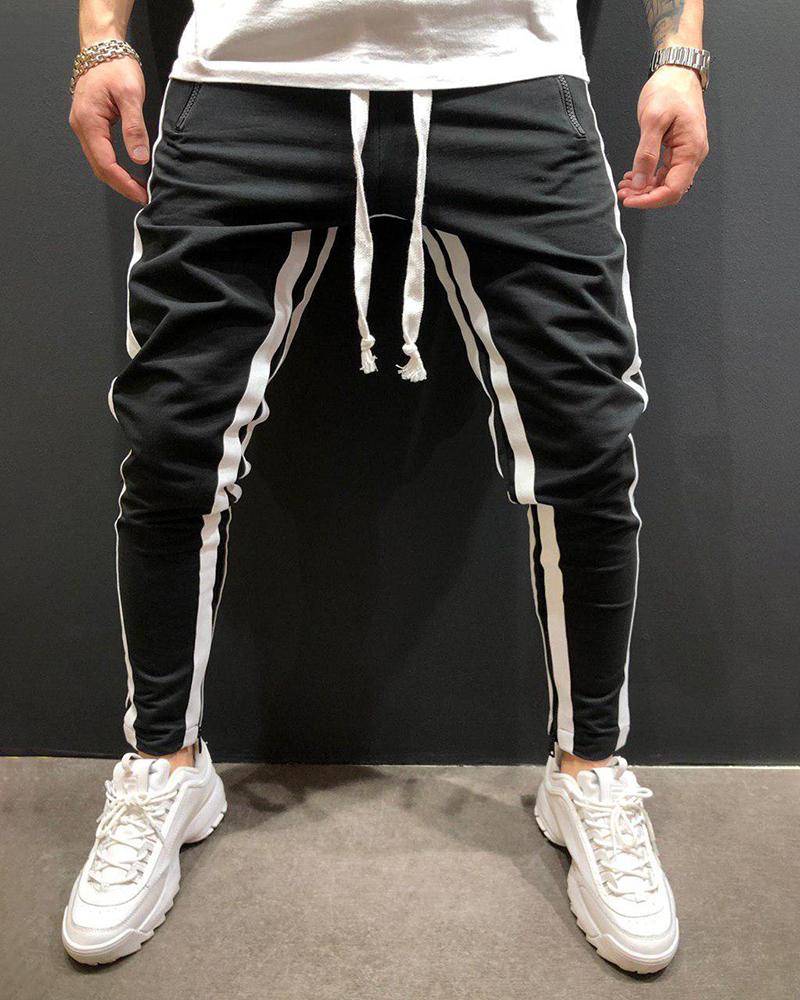 

Men Drawstring Waist Striped Tape Sweatpants, Style5