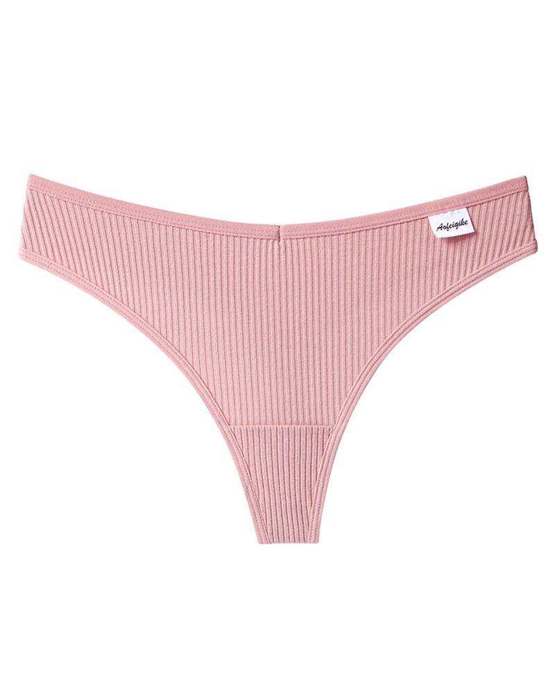 

Skinny Low Waist Solid Color Panties, Pink