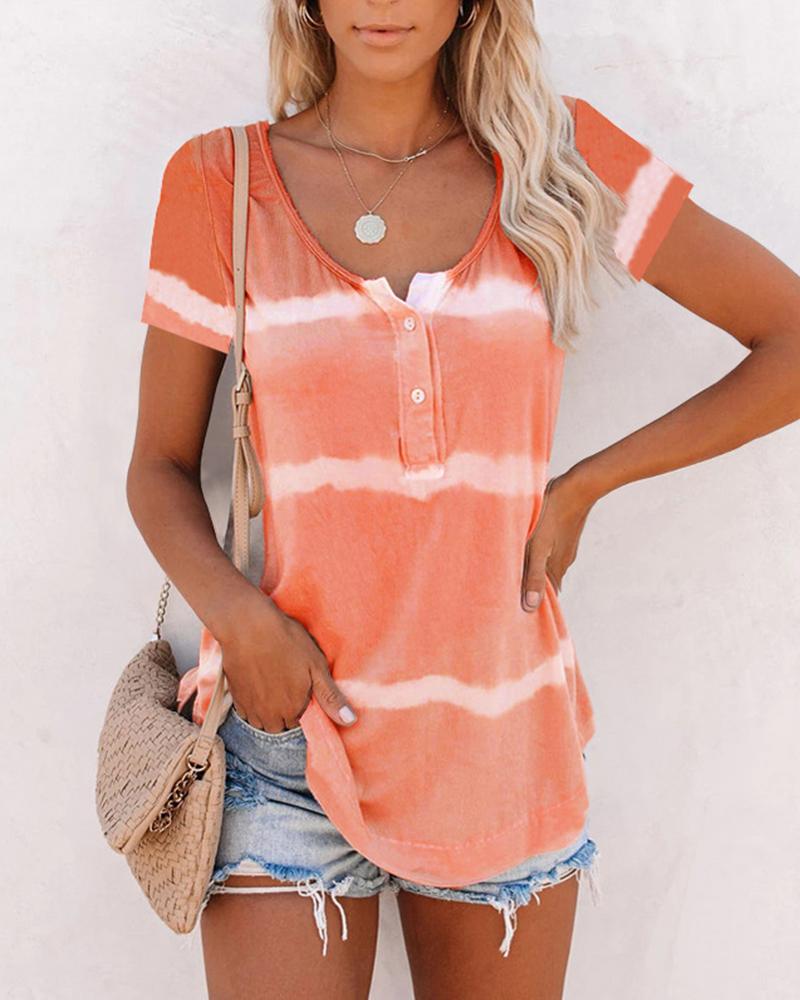 

Tie Dye Short Sleeve Loose T-shirts, Orange