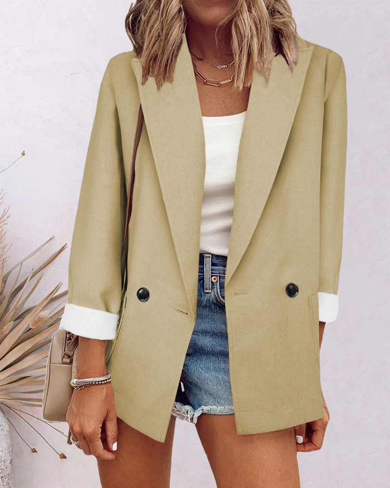 

Long Sleeve Pocket Detail Blazer, Apricot