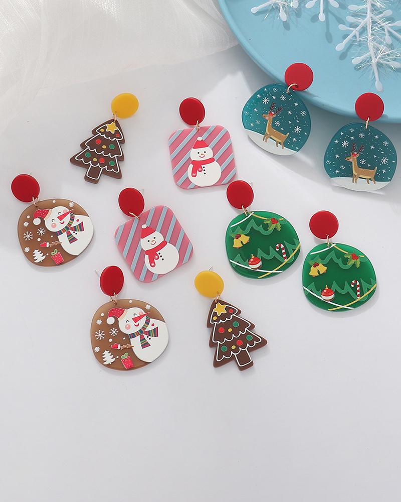 

1Pair Christmas Snowflake Tree Elk Drop Earrings, Style1