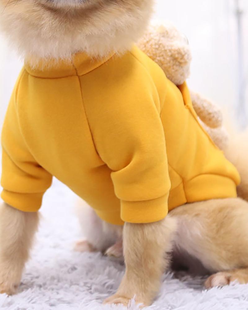 

Cartoon Bear Decor Pet Sweatshirt, Yellow