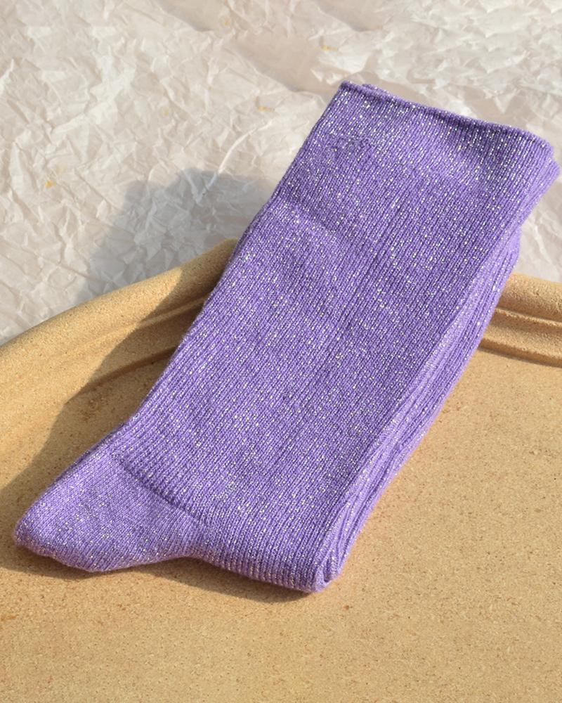 

1Pair Glitter Pastel Thermal Socks, Purple